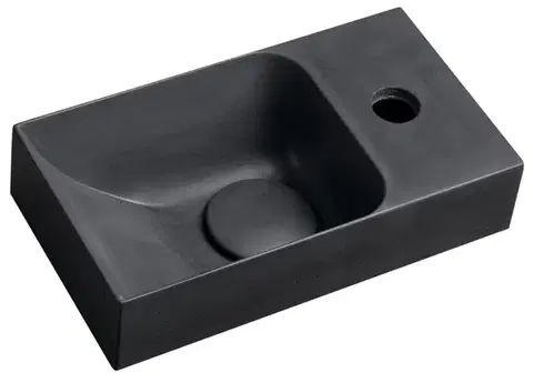 Kúpeľňové batérie SAPHO - PICCOLINO betónové umývadlo 30,8x17cm, batéria vpravo, antracit mat PK30516