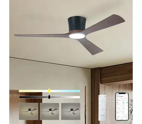 LED osvetlenie ZE - LED stropný látor AUREX LED/24W/230V Wi-Fi Tuya čierna/orech + diaľkový ovládač ZEV038