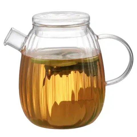 Poháre 4Home Sklenený džbán s viečkom Stripe Hot&Cool, 1 l