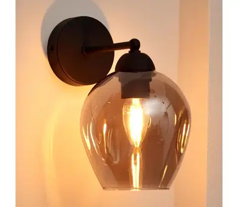 Svietidlá  Nástenná lampa LILI 1xE27/15W/230V čierna/šedá KK-8015/1 BK-B+SM