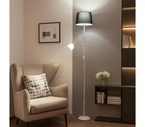 Lampy BRILAGI - Stojacia lampa CERIA 1xE27/100W/230V + 1xE14/25W biela/čierna 1xBG2824+1xEG781038