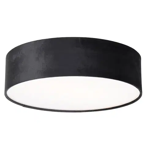 Stropné osvetlenie Moderné stropné svietidlo čierne 40 cm so zlatým vnútrom - Drum