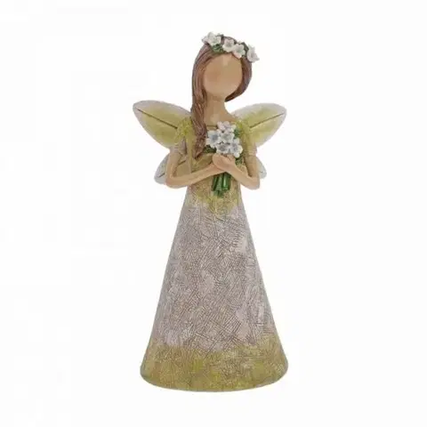 Veľkonočné a jarné dekorácie Kinekus Postavička víla 25 cm, polyrezín, bielo-zelená