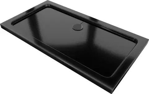 Vane MEXEN/S - Flat sprchová vanička obdĺžniková slim 120 x 70, čierna + čierny sifón 40707012B