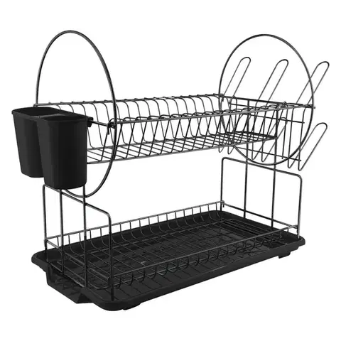 Odkvapkávače MAKRO - Odkvapkávač poschodový čierny kov / umelá hmota