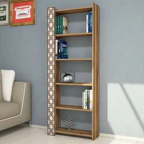Knižnice Knižnica City - Walnut, Cream