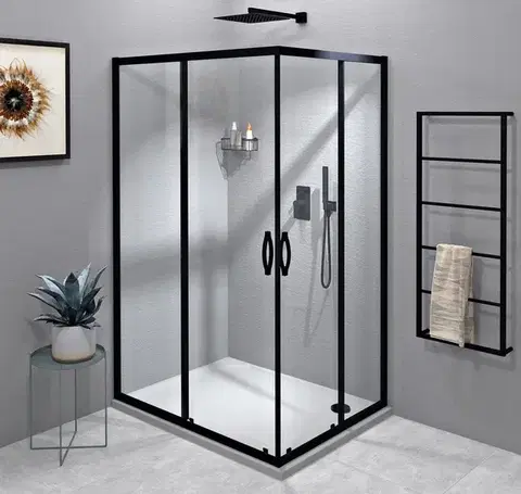 Sprchové dvere GELCO - SIGMA SIMPLY BLACK obdĺžniková sprchová zástena 1200x1100 L/P varianta, rohový vstup GS2112B-02