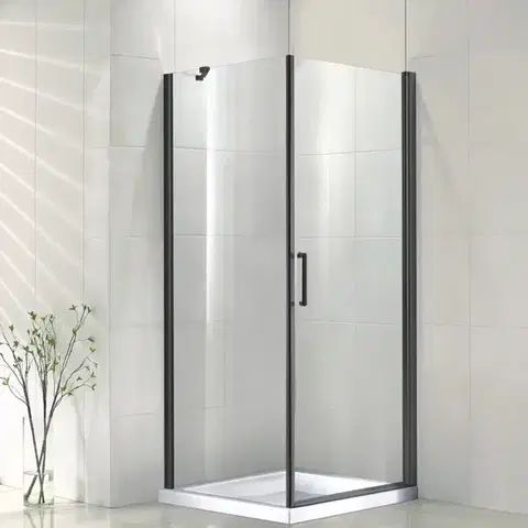 Sprchové kúty 80x80 Sprchový kút Vela Black 80x80x190