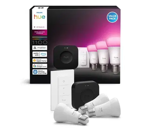 LED osvetlenie Základná sada Philips Hue WACA 3xE27/8,1W 1000-20000K + mostík a stmievací vypínač 8720169374508