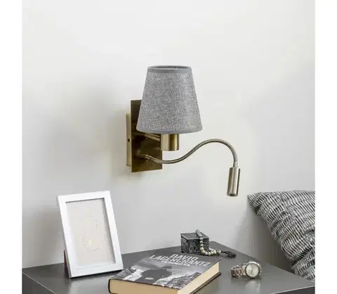 Svietidlá BRILAGI - LED Nástenná lampa NUBILA 1xE27/25W/230V + LED/3W mosadz/šedá BG1557+BG1569