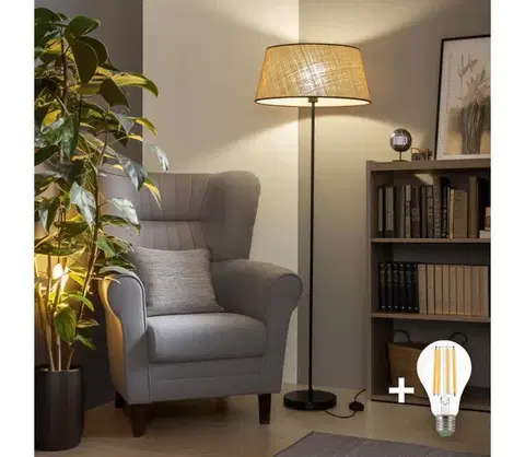 Lampy BRILAGI - LED stojacia lampa CERIA 1xE27/40W/230V, priemer 50 cm, béžová/čierna SA2187+EG781084
