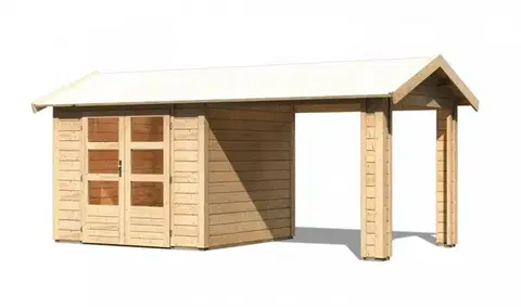 Drevené Drevený záhradný domček THERES 3 s prístavkom Lanitplast