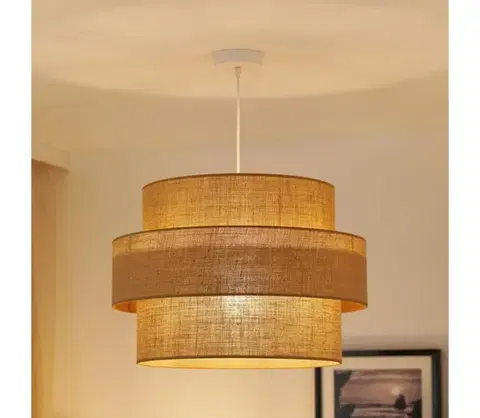 Svietidlá BRILAGI - Luster na lanku SPACE YUTE 1xE27/15W/230V pr. 50 cm béžová/biela 609210