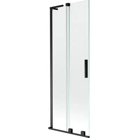 Sprchové dvere MEXEN/S - Velar L dvojkrídlová posuvná vaňová zástena 70 x 150, transparent, čierna 896-070-003-01-70