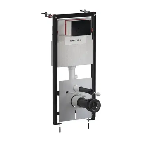 Záchody OMNIRES - Set: STRONGFRAME podomietkový rám + STEEL-R45 splachovacie tlačidlo, čierna mat STFWC1R45-RBLM