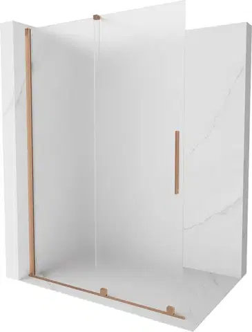 Sprchové dvere MEXEN/S - Velar Sprchová zástena posuvná Walk-in 160 x 200, dekor 8 mm, meď kartáčovaná 871-160-000-33-65