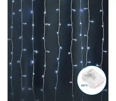 LED osvetlenie  B.V. -LED Vonkajšia vianočná reťaz 300xLED/8 funkcií 3xAA 6x2m IP44 studená biela B10303K3J