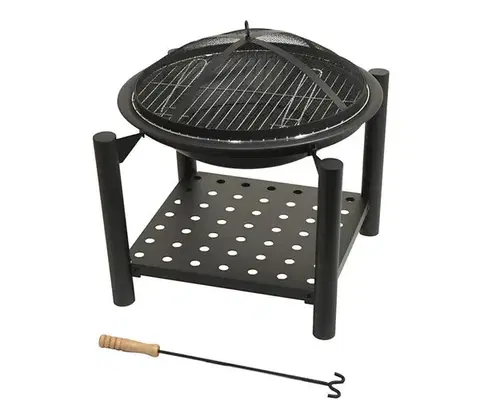Grilovanie  Prenosné ohnisko na drevo s roštom 48 cm 13015