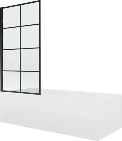 Sprchové dvere MEXEN/S - Vega obdĺžniková vaňa 160 x 70 cm s panelom + vaňová zástena 80, čierna vzor 550116070X9308017077