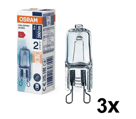 Žiarovky SADA 3x žiaroviek do rúry HALOPIN G9/25W/230V 2700K - Osram 8590828004912