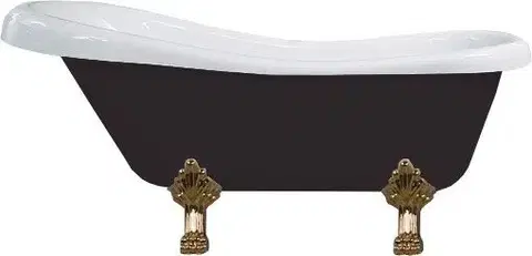 Vane MEXEN/S - Retro voľne stojaca vaňa 170x75 cm biela / čierna nohy zlato , zátka sifónu chrom 53251707575-50