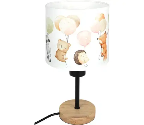 Lampy BRILAGI - Stolná lampa BOBO WOOD 1xE27/25W/230V dub/čierna/biela/zvieratká BG1567+BG5577