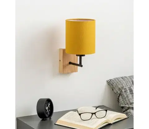Svietidlá BRILAGI - Nástenné svietidlo NUBILA WOOD 1xE27/25W/230V dub/čierna/žltá BG1561+BG2452