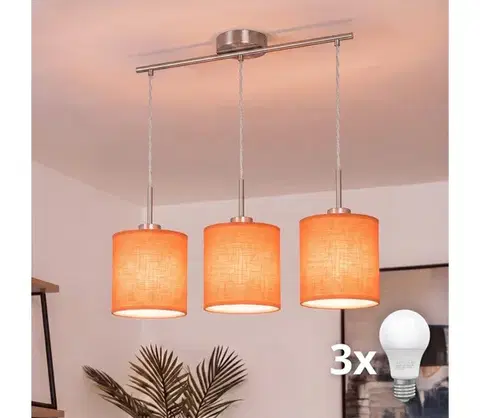 Svietidlá BRILAGI - LED závesný luster na lanku NUBILA 3xE27/60W/230V, oranžový EG32521+3xBG2453