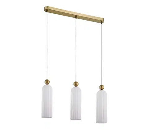 Svietidlá Light Prestige Závesný luster PIEGA na lanku 3xE14/40W/230V mosadz/biela LP-939/3L white