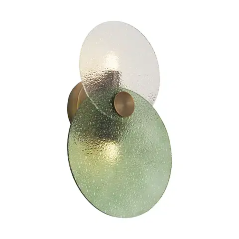 Nástenné osvetlenie Nástenné svietidlo Art Deco tmavý bronz so zeleným a čírym sklom 2-svetelná - Text