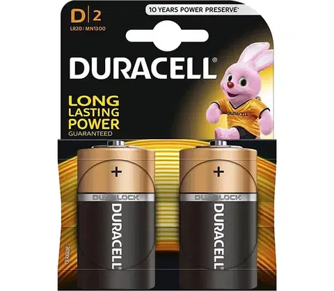 Predlžovacie káble Duracell - 2 ks Alkalická batéria Basic LR20/D 1,5V 12500 mAh DRBLR20B2