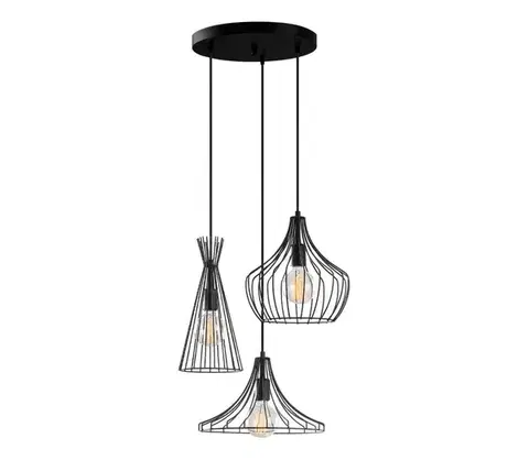 Svietidlá  Luster na lanku MEZOPOTAMYA 3xE27/40W/230V čierna 525NOR1619