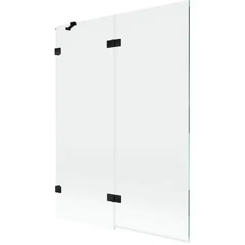 Sprchové dvere MEXEN/S - Lunar vaňová zástena 2-krídlová ľavá 130 x 150, transparent, čierna 897-130-100-70-00-L