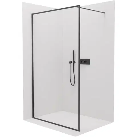 Sprchové dvere CERANO - Sprchová zástena Walk-in Moreli Ľ/P - 8 mm - čierna matná, transparentné sklo - 120x200 CER-417620