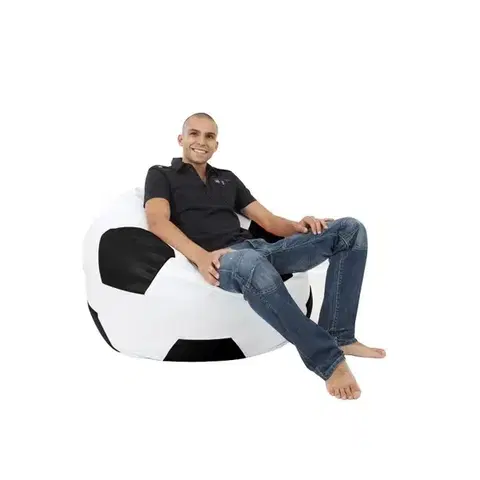 Sedacie vaky a kocky Sedací vak futbalová lopta XXL TiaHome - bielo čierna