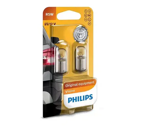 Žiarovky SADA 2x Autožiarovka Philips VISION 12821B2 R5W BA15s/5W/12V Phil-12821B2