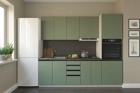 Kuchynské linky LOTUS jednoduchá kuchynská linka 240 cm, dymovo zelená