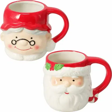 Hrnčeky a šálky Súprava 2 keramických hrnčekov Mr. & Mrs. Claus 440 ml