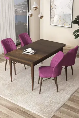 Jedálenské sety Dining Table & Chairs Set (5 Pieces) Arp - Baroque, Purple