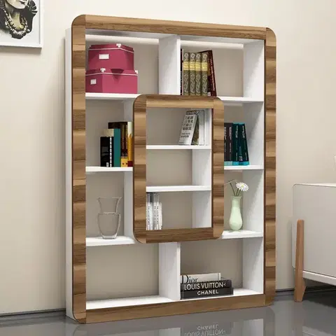 Knižnice Knižnica Orkide - White, Walnut