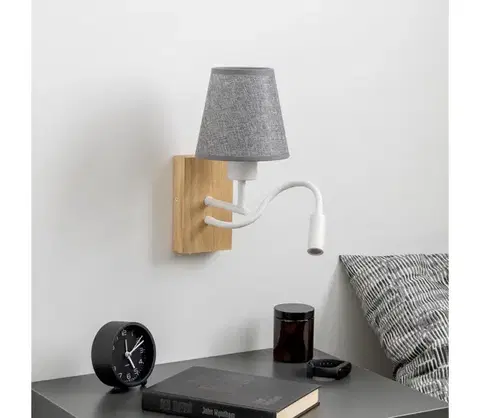 Svietidlá BRILAGI - LED Nástenná lampa NUBILA WOOD 1xE27/25W/230V + LED/3W dub/šedá BG1565+BG1569