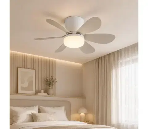 Ventilátory Globo 03625SA-LED Stmievateľný stropný látor DELORES LED/5W/230V 2700-6500K béžový+DO 03625SA