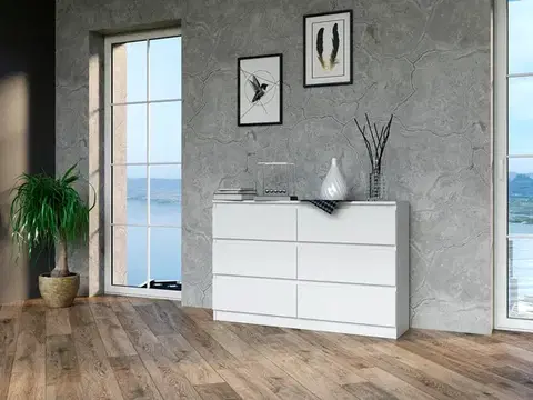 Komody a skrinky Široká komoda so zásuvkami WALMA M6 120, biela