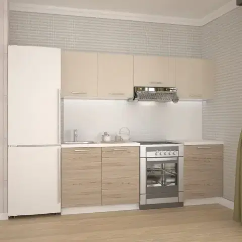 Modulový kuchynský nábytok Kuchynská Katia 220 zb 28mm svetlobéžová matná/san marino/korpus biely