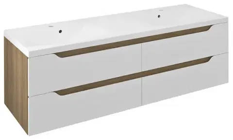 Umývadlá SAPHO - WAVE dvojumývadlová skrinka 149,7x50x47,8cm, biela/dub cuneo WA150-3025