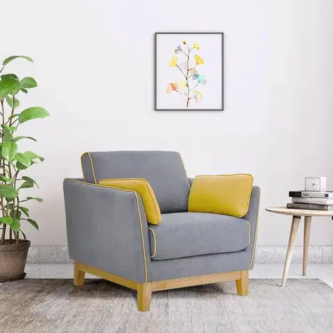 Kreslá NOACH štýlové kreslo šedá/žltá