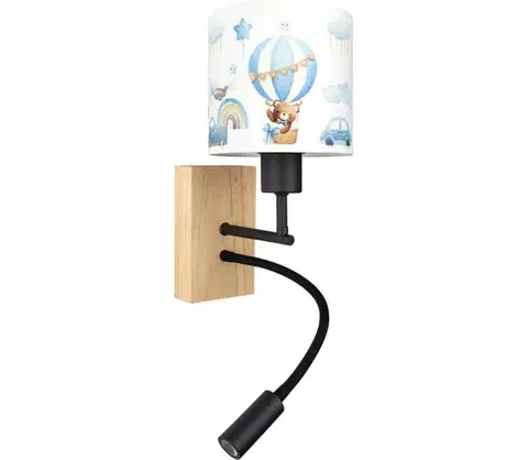 Svietidlá BRILAGI-LED Flex. lampa BOBO WOOD 1xE27/25W/230V + LED/3W dub/čierna/biela/modrá/medová BG1564+BG5585