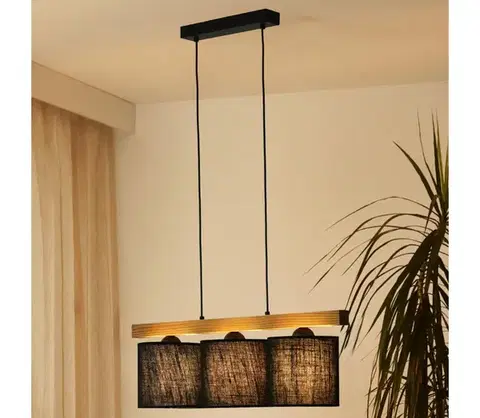 Svietidlá BRILAGI - Luster na lanku FOREST 3xE27/15W/230V borovica/čierna 5903240292356