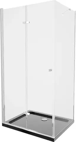 Vane MEXEN/S - Lima sprchovací kút zalamovacie dvere 80 x 100, transparent, chróm + Flat čierna vanička so sifónom 856-080-100-01-00-4070