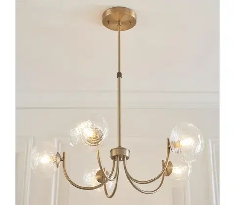 Svietidlá Endon 119210 - Luster na tyči HAGUE 5xG9/5W/230V mosadz 119210